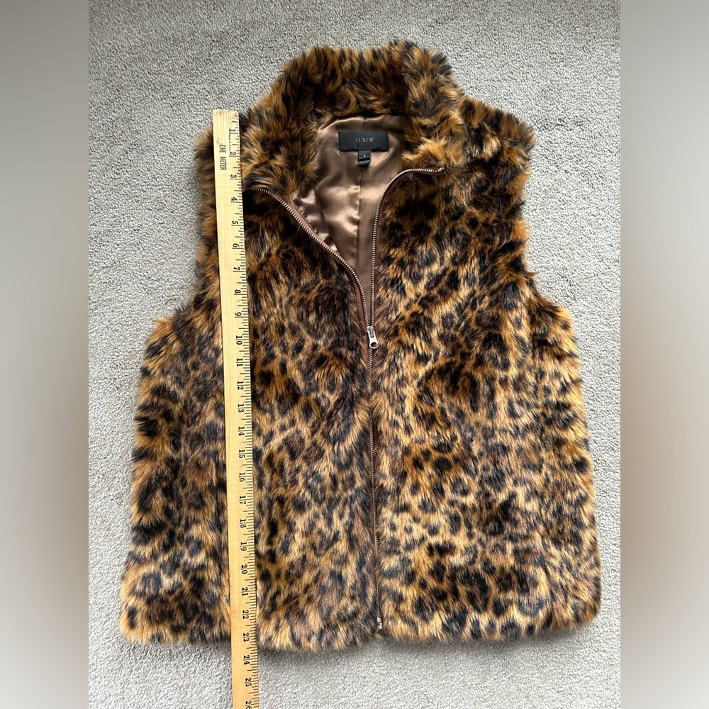 J. Crew Leopard Print Faux Fur Vest - Picture 6 of 7